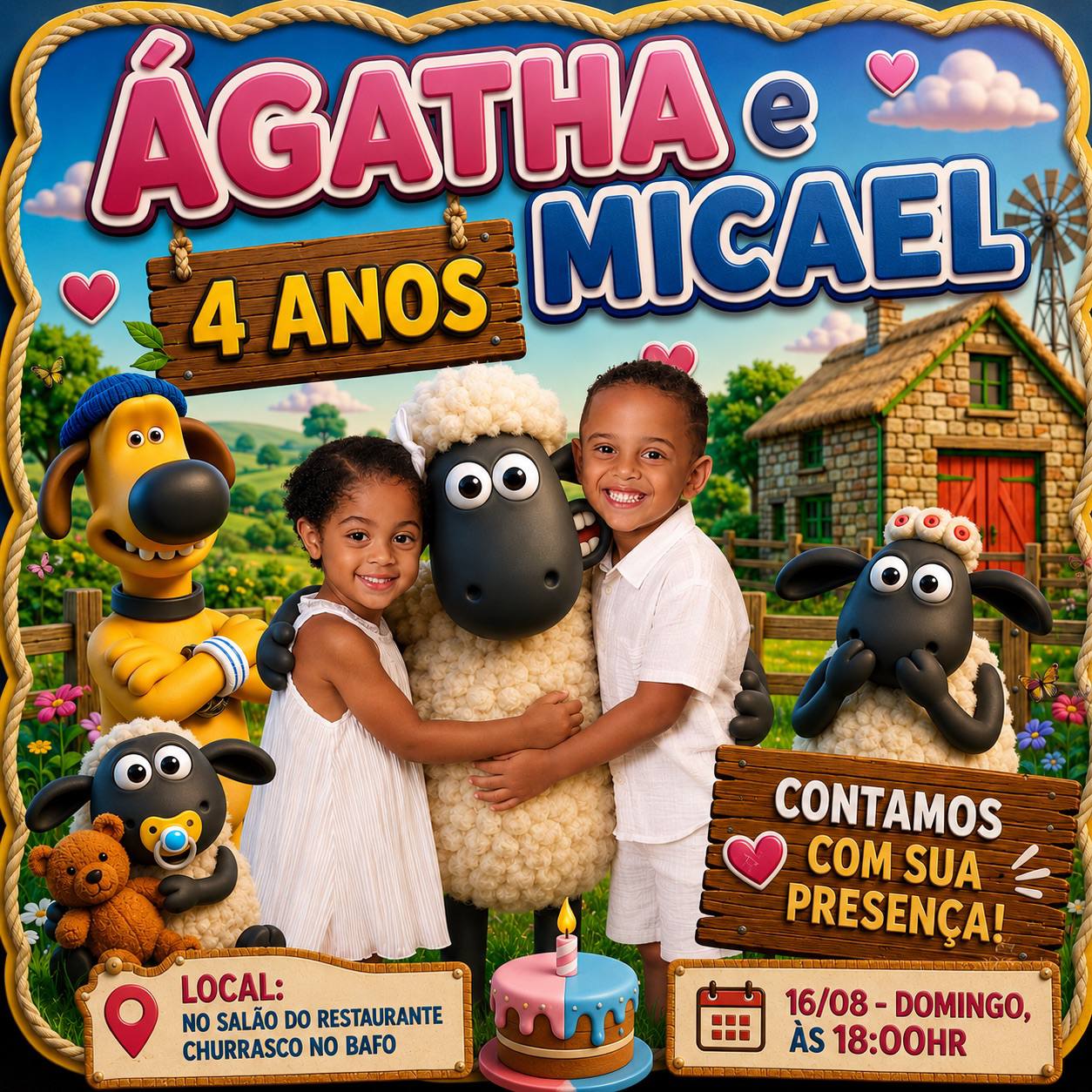 Convite Ágatha & Micael 4 Anos